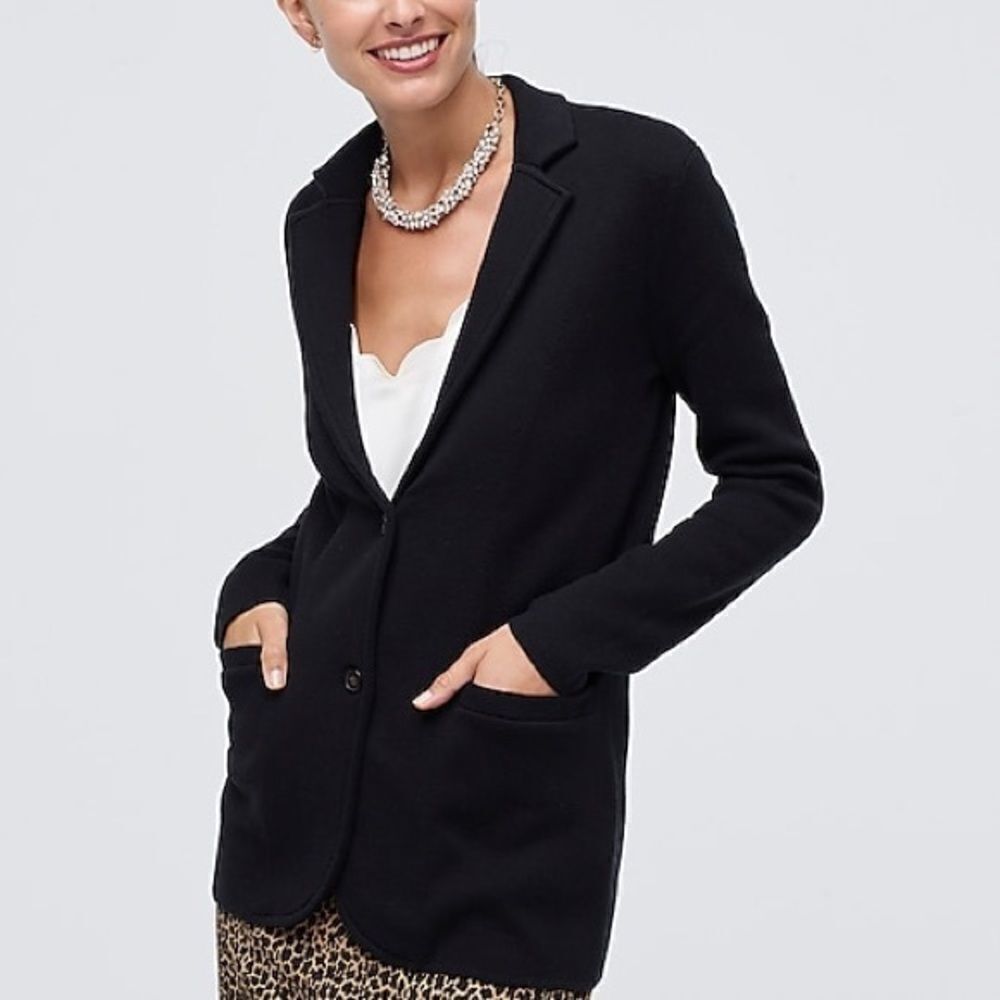 𝅺J. CREW Cotton Knit Blazer Jacket Black M